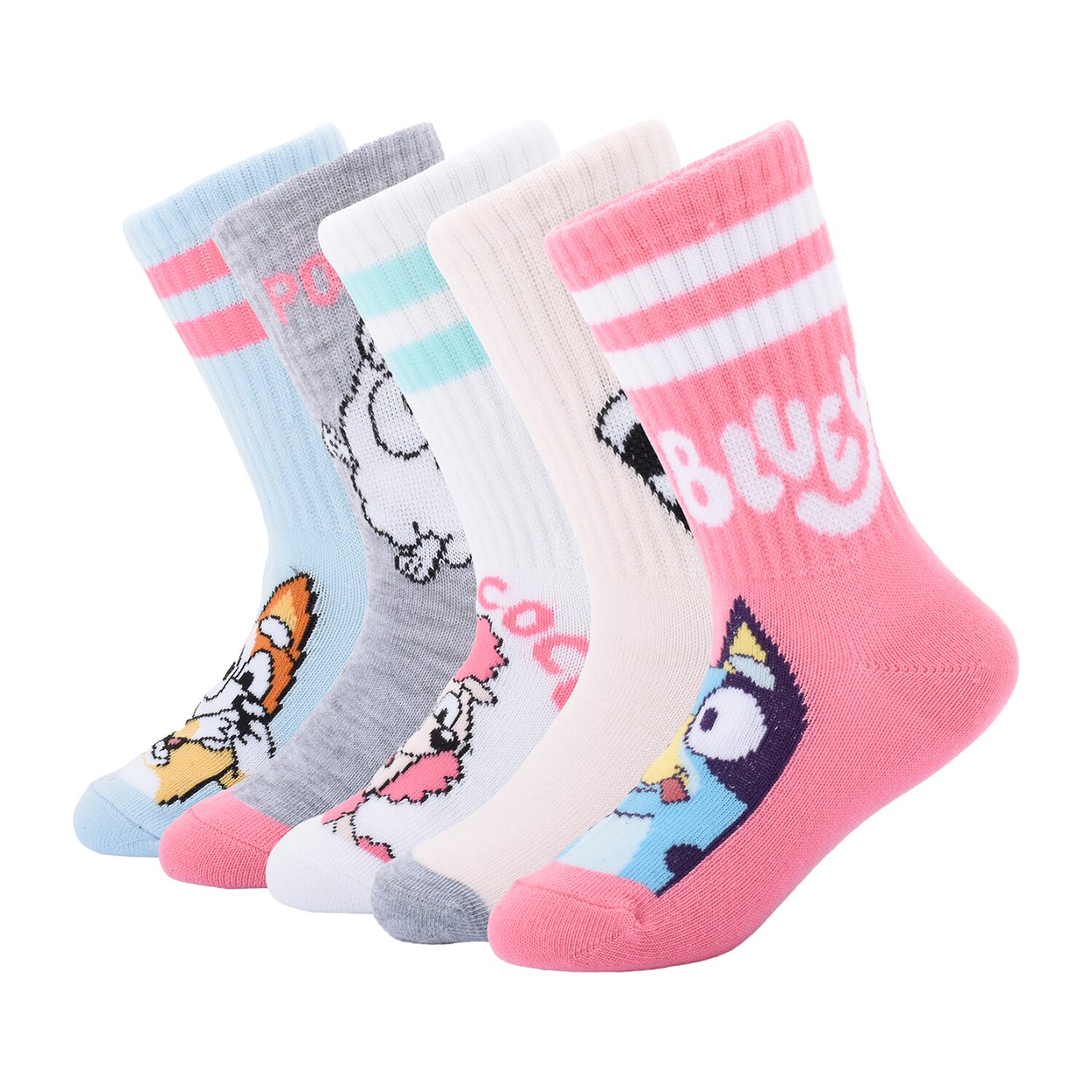 Girls 5 Pair Bluey Crew Socks
