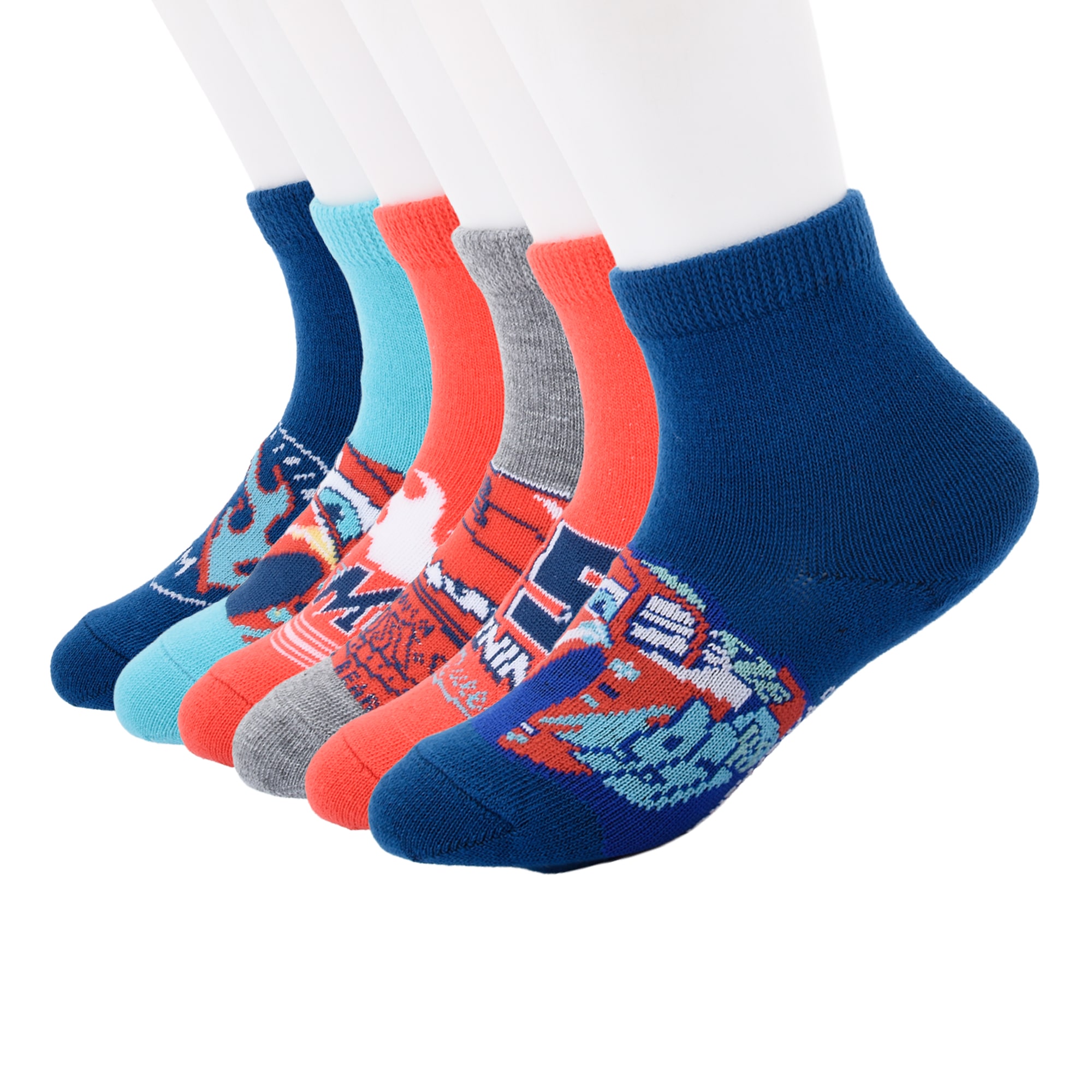 Boys 6 Pair Quarter Ankle Socks
