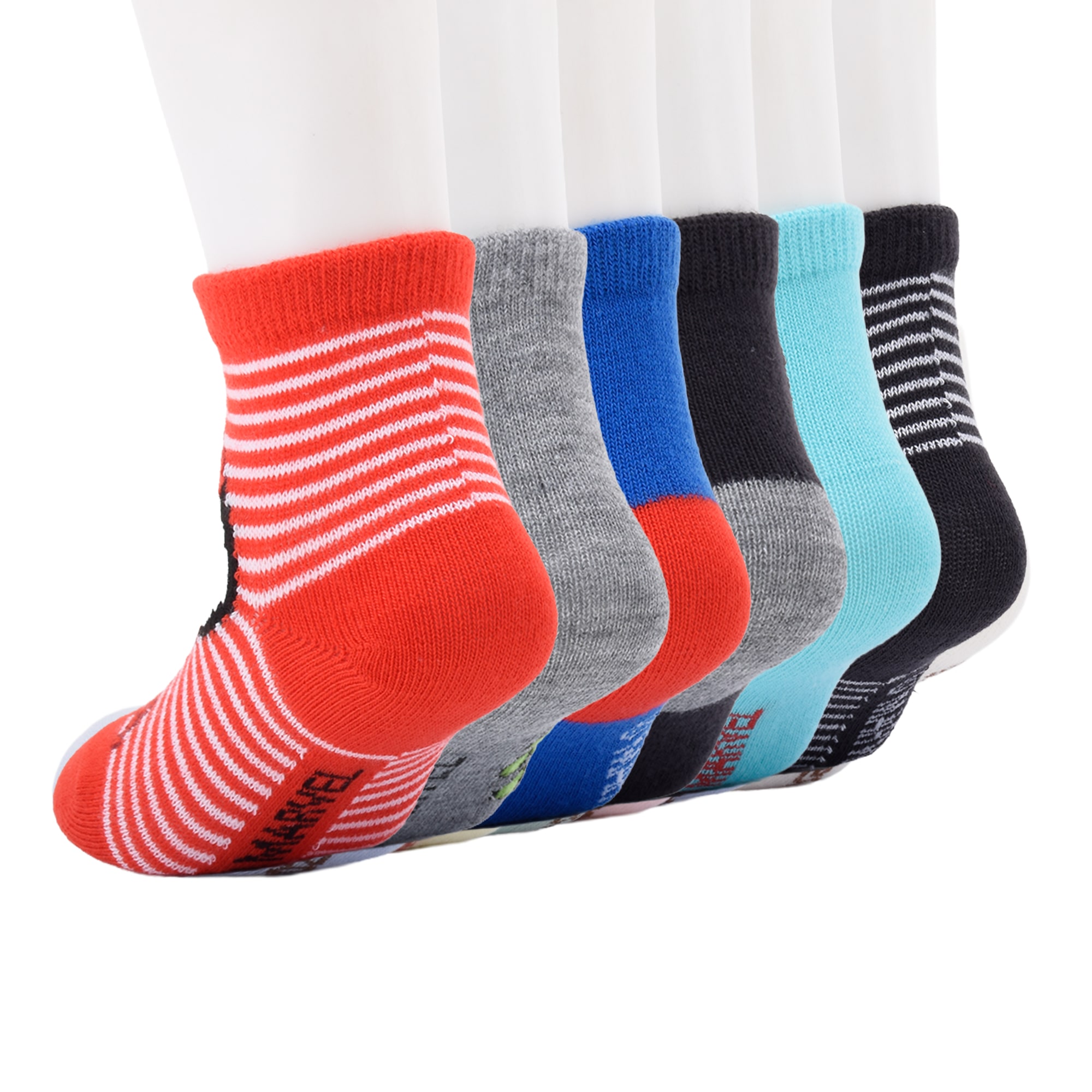 Boys 6 Pair Quarter Ankle Socks