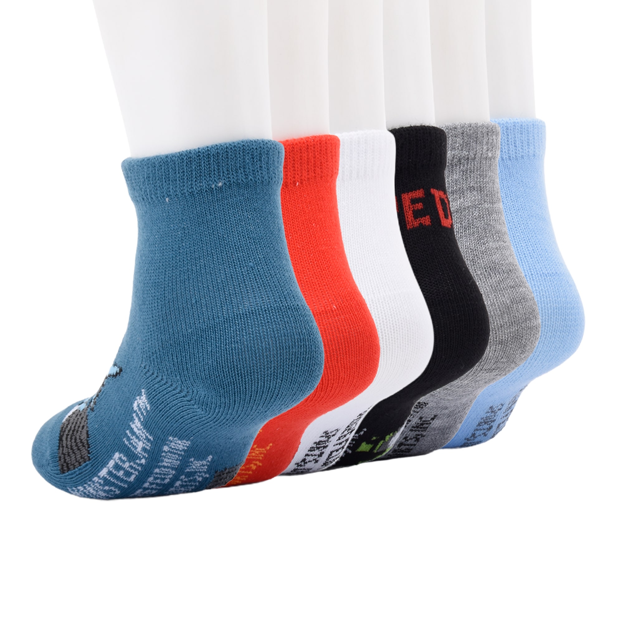Toddler Boys 6 Pair Monster Jam Quarter Ankle Socks