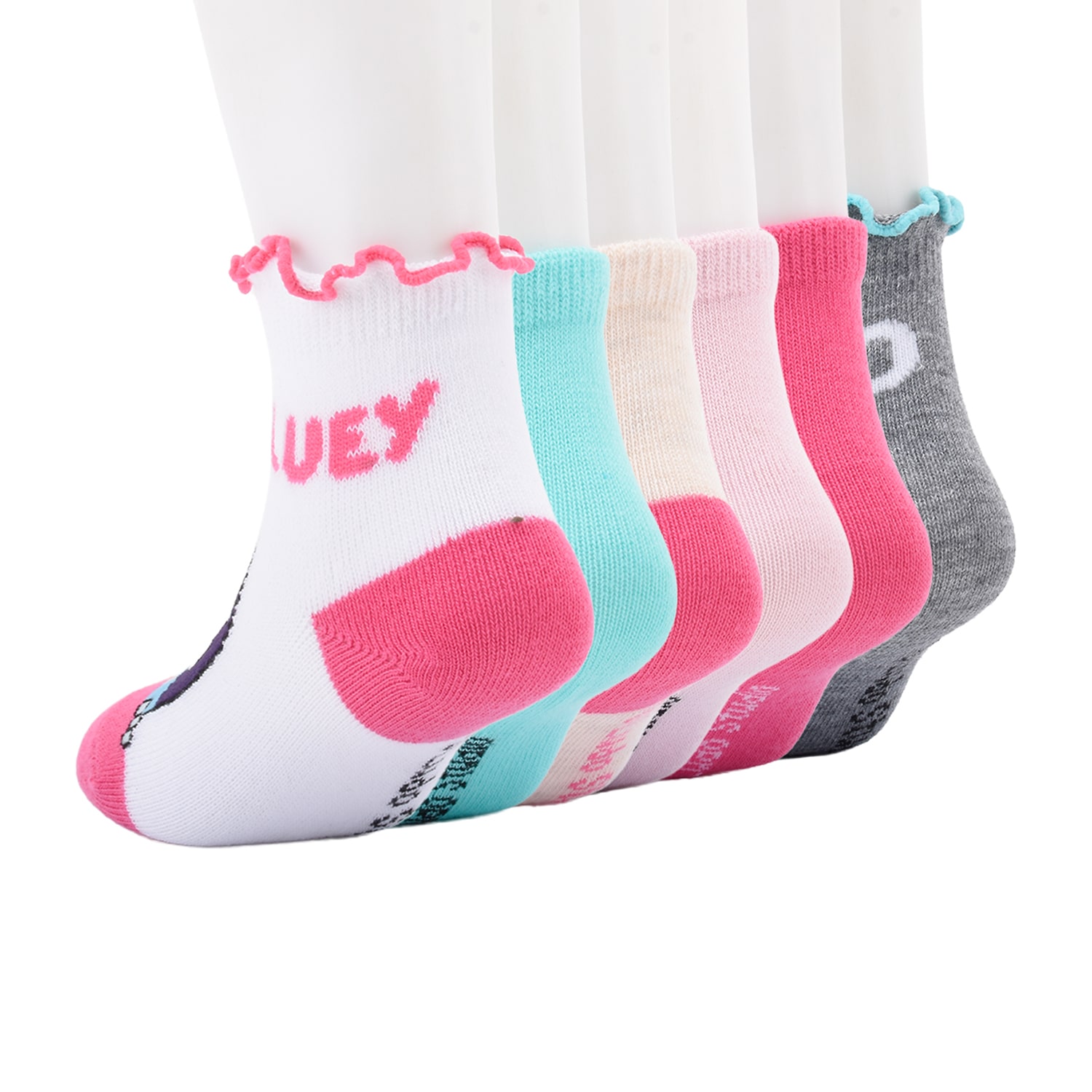 Toddler Girls 6 Pair Toddler Bluey Quarter Ankle Socks