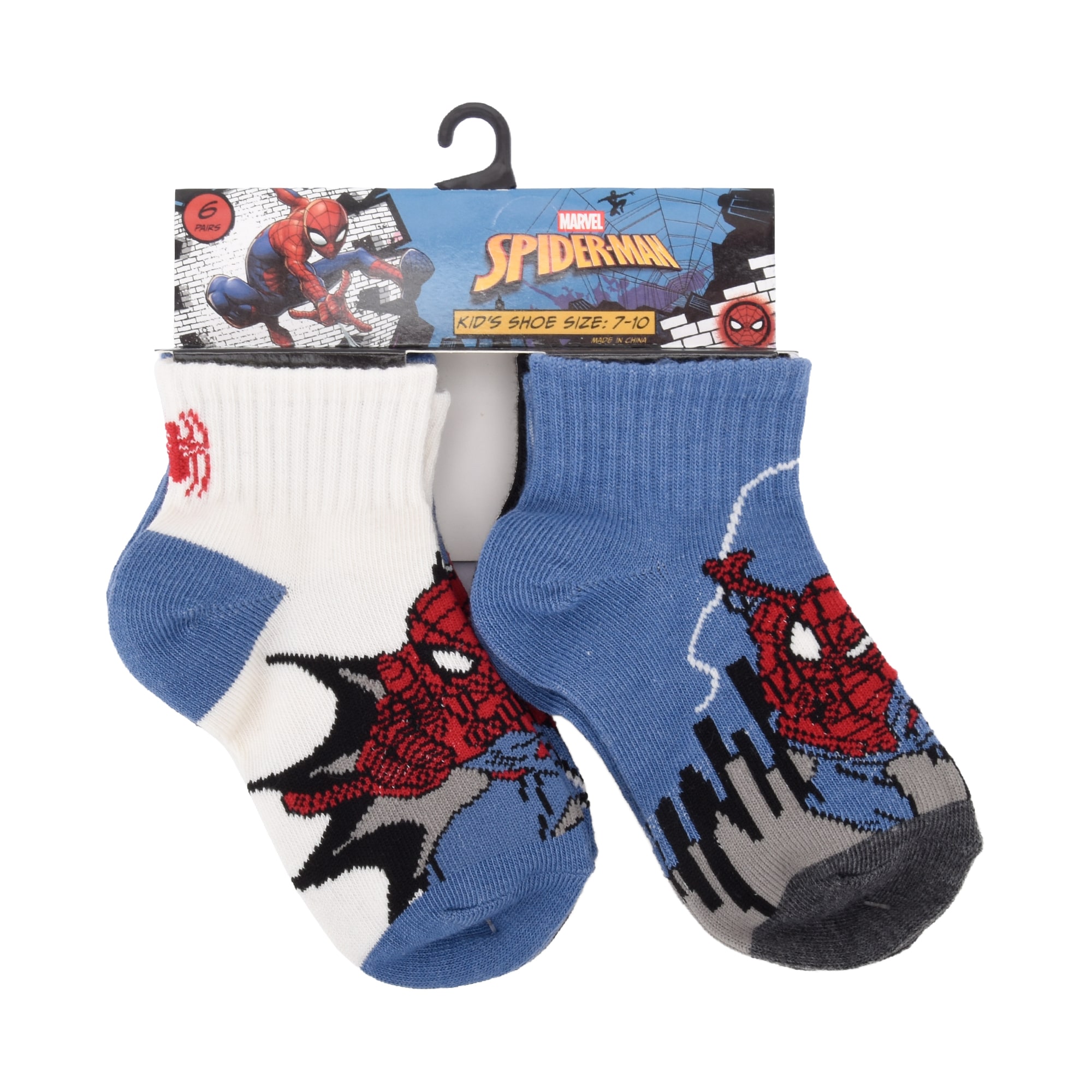 Boys 6 Pair Spiderman Quarter Ankle Socks