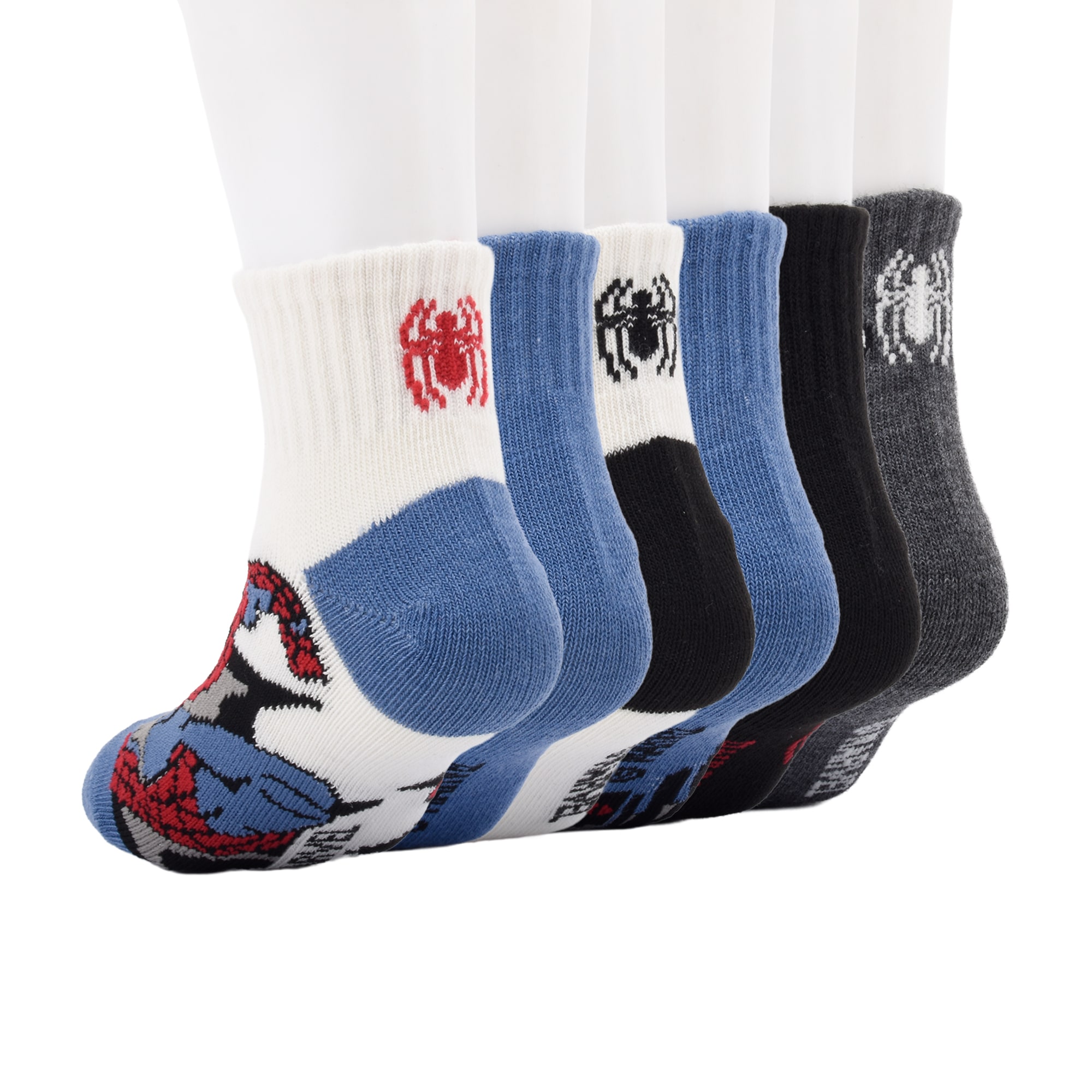 Boys 6 Pair Spiderman Quarter Ankle Socks