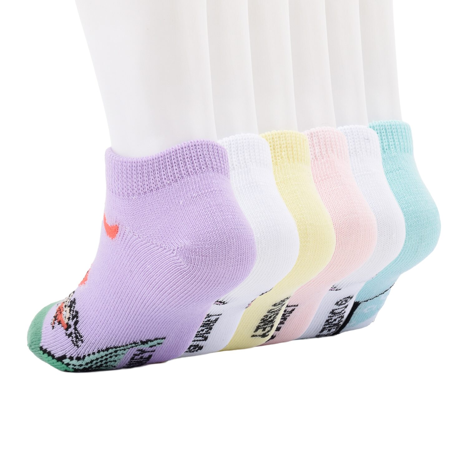 Little & Big Kid Girls 6 Pair Princess Peach No Show Socks
