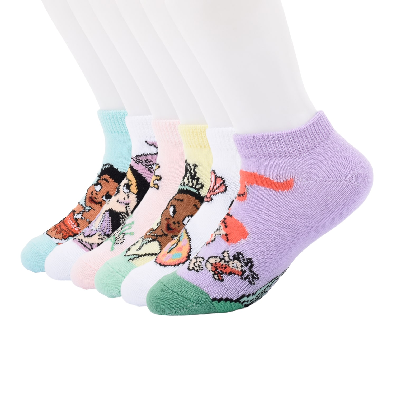 Little & Big Kid Girls 6 Pair Princess Peach No Show Socks
