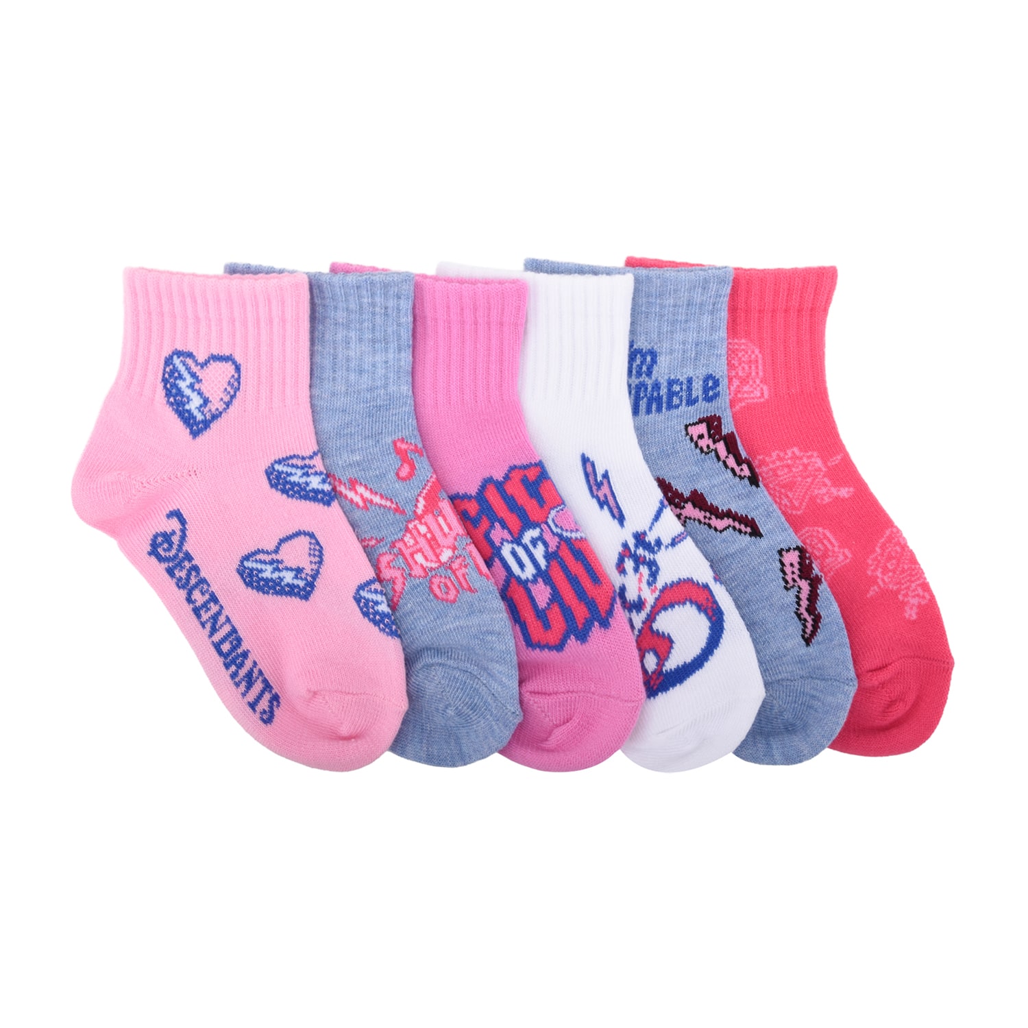 Girls 6 Pair Descendants Quarter Ankle Socks