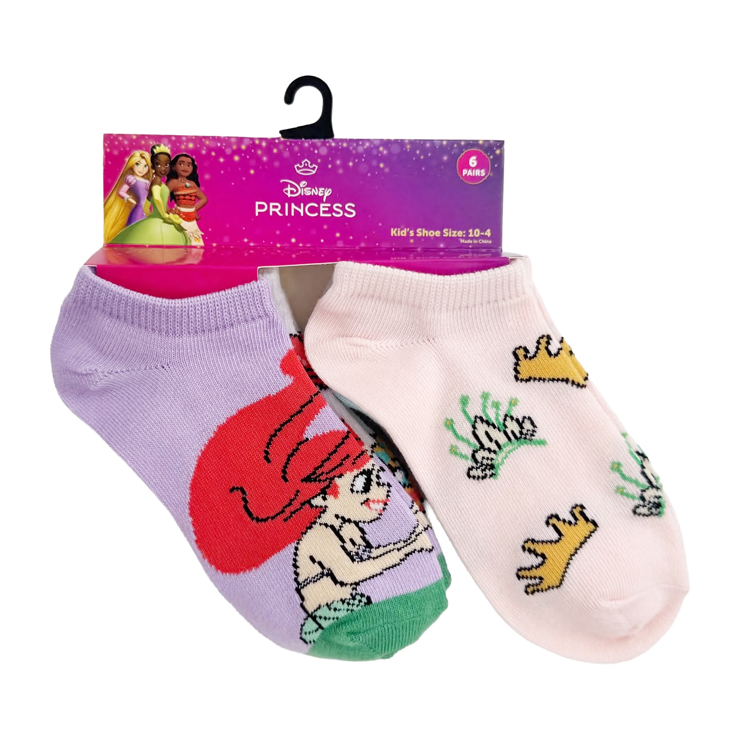 Little & Big Kid Girls 6 Pair Princess Peach No Show Socks