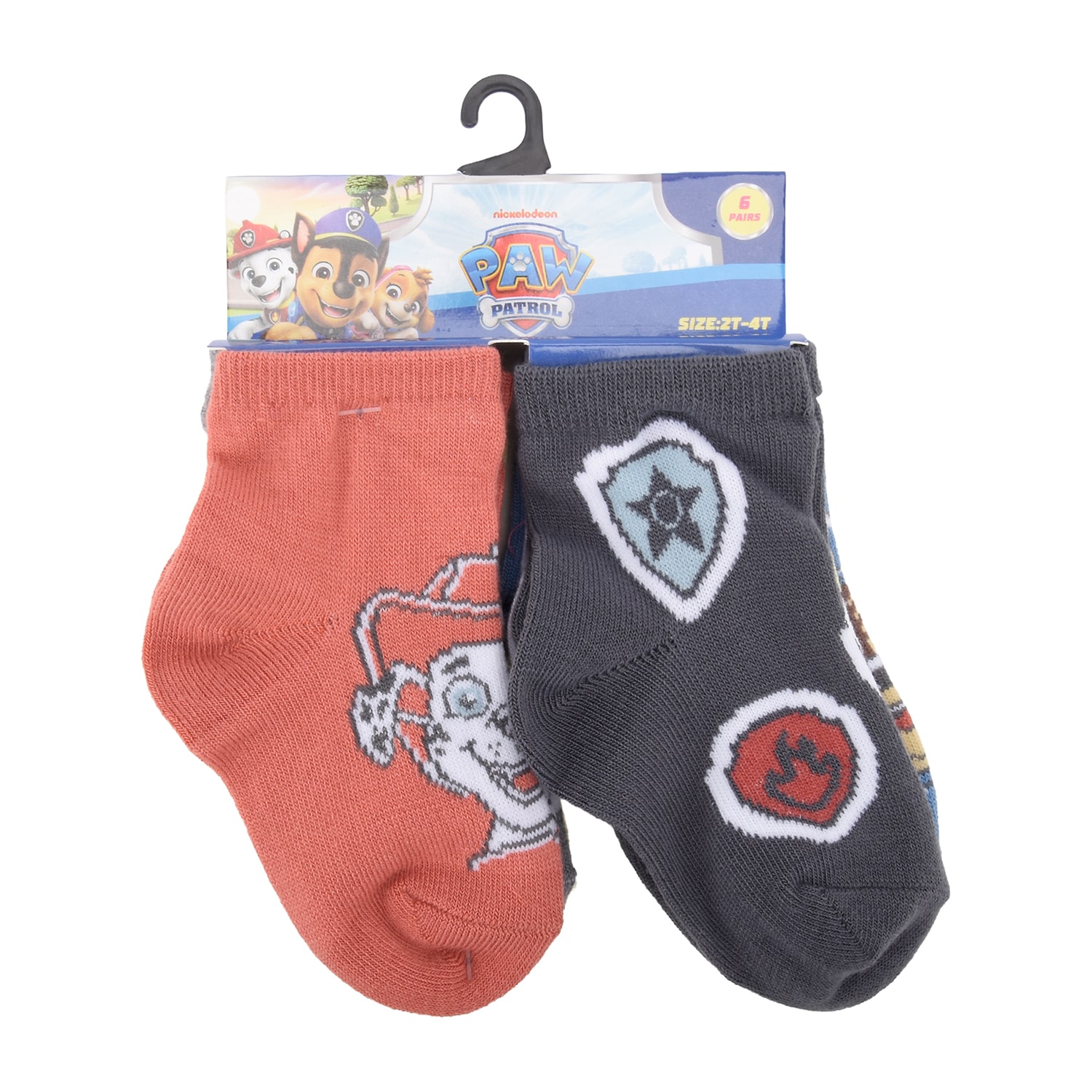 Toddler Boys 6 Pair Paw Patrol Quarter Ankle Socks