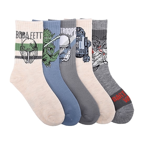 Little & Big Kid Boys 5 Pair Star Wars Crew Socks