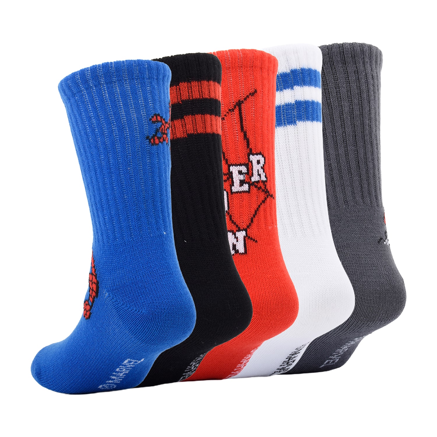 Little & Big Kid Boys 5 Pair Spiderman Crew Socks
