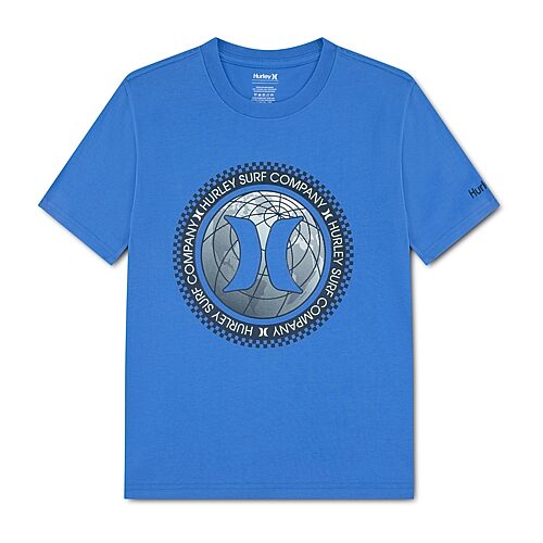 Hurley Big Kid Boys Crew Neck Short Sleeve Regular Fit Graphic T-shirt In Blue
