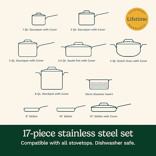 Cuisinart Chef'S Stainless Steel 17-pc. Cookware Set