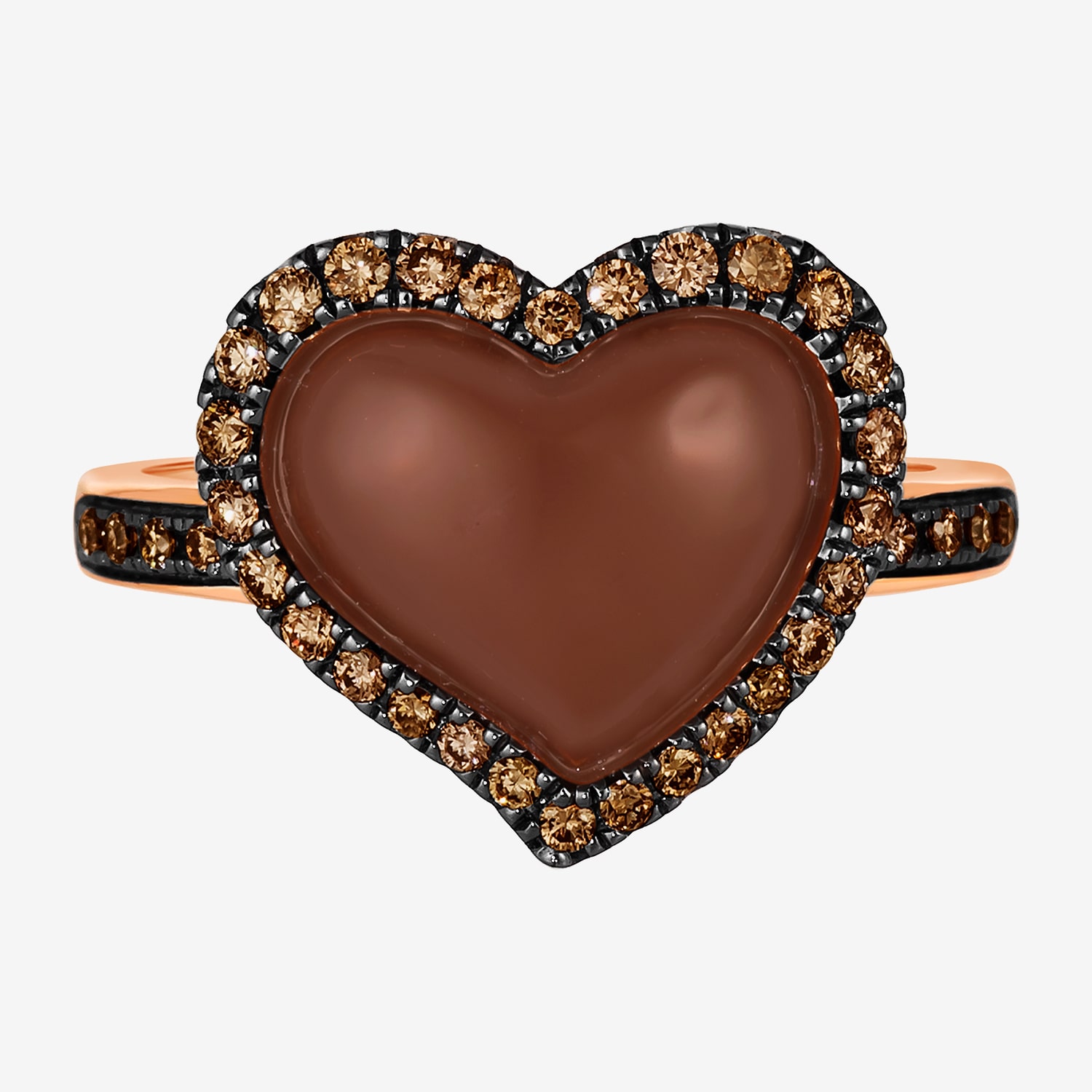 Le Vian Grand Sample Sale Le Vian Grand Sample Sale Limited Quantities! Womens 1/3 CT. T.W. Natural Champagne Diamond 14K Gold Heart Halo Side Stone Cocktail Ring