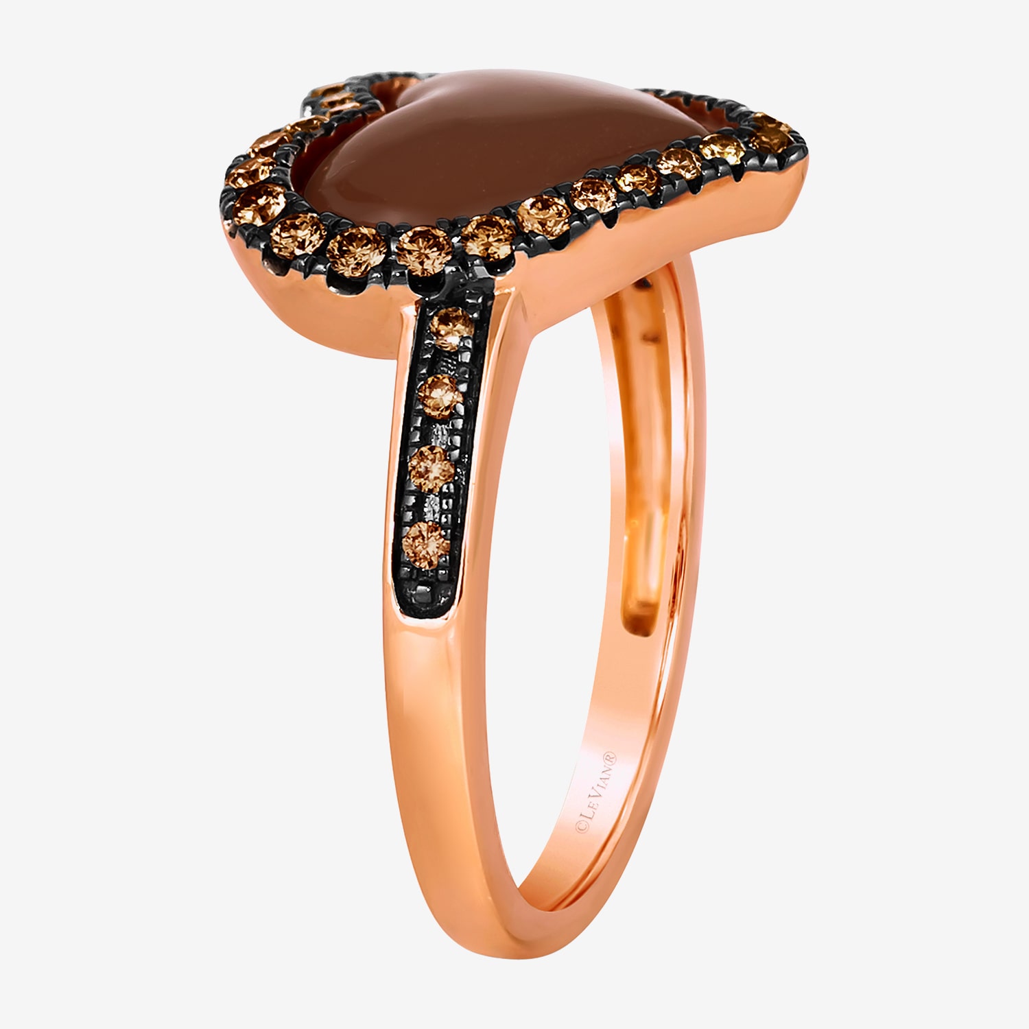 Le Vian Grand Sample Sale Le Vian Grand Sample Sale Limited Quantities! Womens 1/3 CT. T.W. Natural Champagne Diamond 14K Gold Heart Halo Side Stone Cocktail Ring