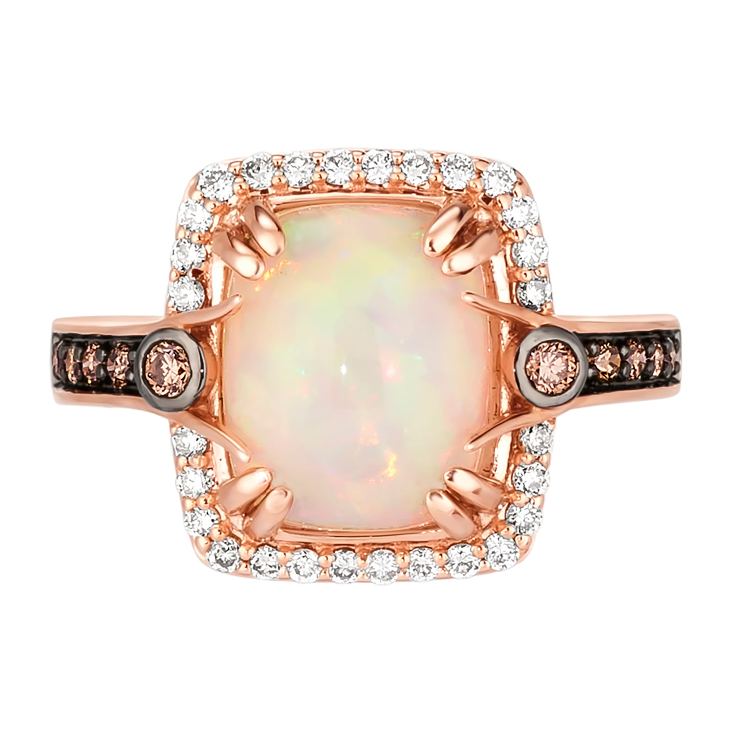 Le Vian Grand Sample Sale Le Vian Grand Sample Sale Limited Quantities! Womens 3/8 CT. T.W. Genuine White Opal 14K Gold Cushion Halo Side Stone Cocktail Ring