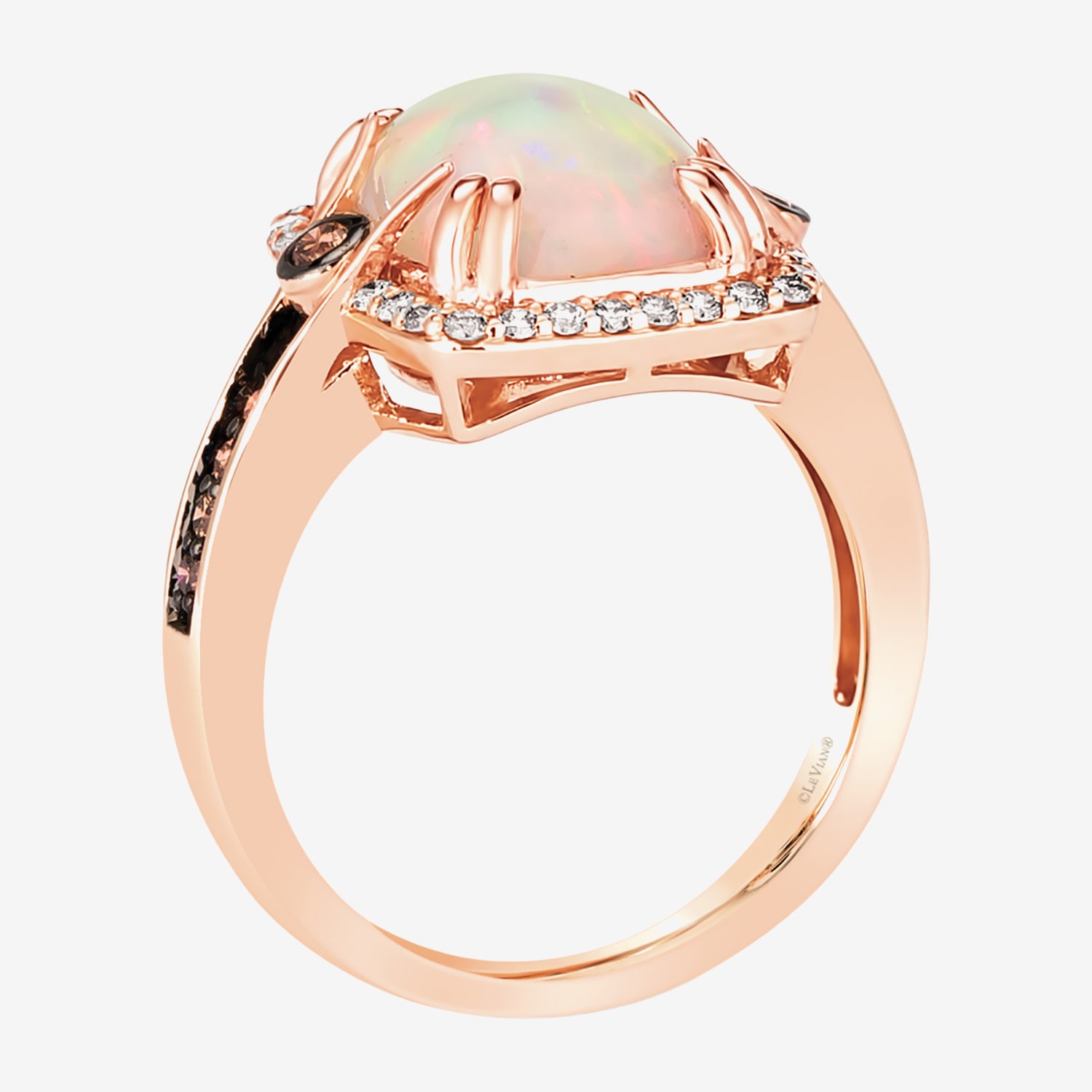 Le Vian Grand Sample Sale Le Vian Grand Sample Sale Limited Quantities! Womens 3/8 CT. T.W. Genuine White Opal 14K Gold Cushion Halo Side Stone Cocktail Ring
