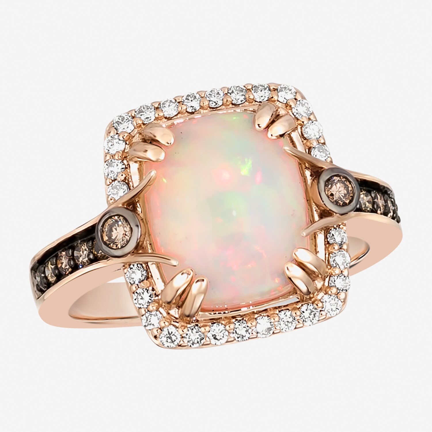 Le Vian Grand Sample Sale Le Vian Grand Sample Sale Limited Quantities! Womens 3/8 CT. T.W. Genuine White Opal 14K Gold Cushion Halo Side Stone Cocktail Ring