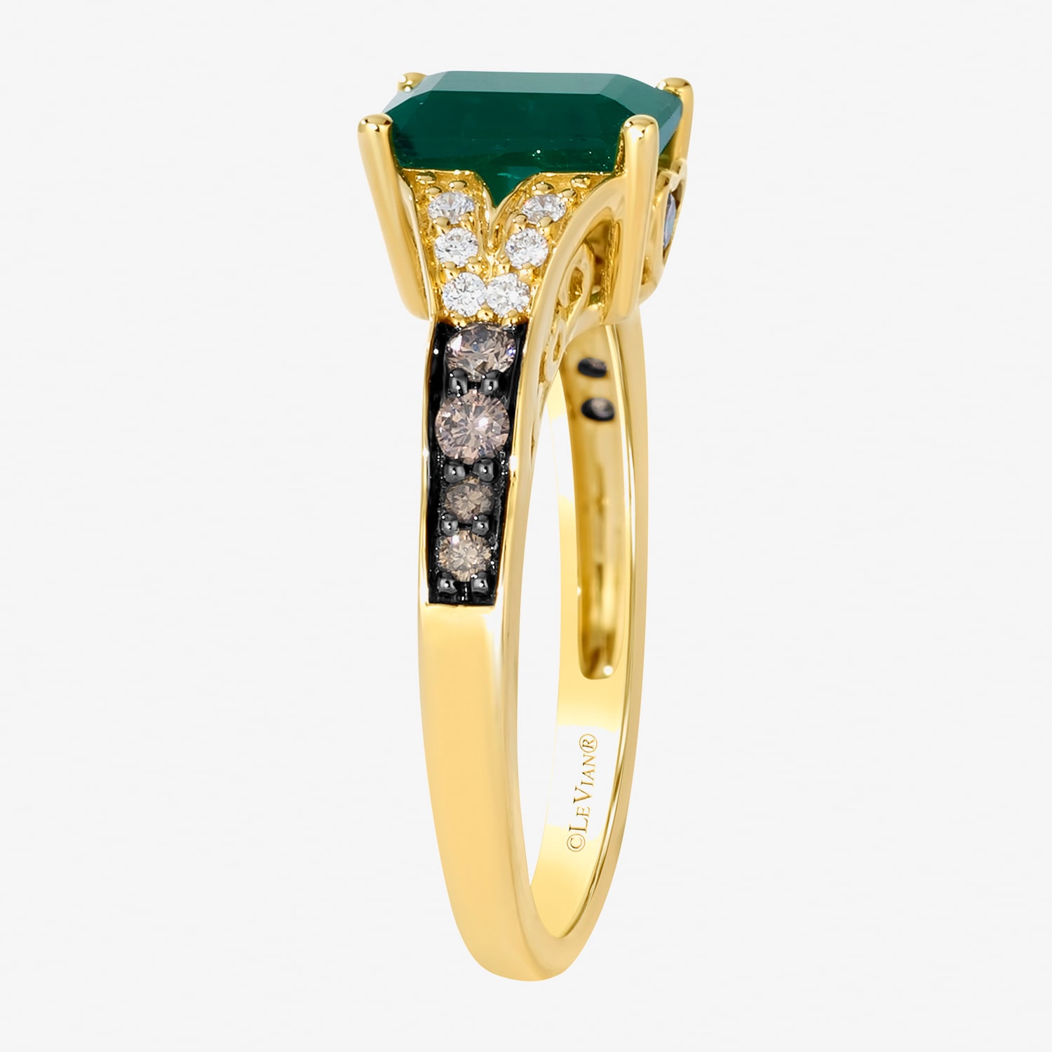 Le Vian Grand Sample Sale Le Vian Grand Sample Sale Limited Quantities! Womens 1 1/8 CT. T.W. Genuine Green Emerald 14K Gold Side Stone Cocktail Ring