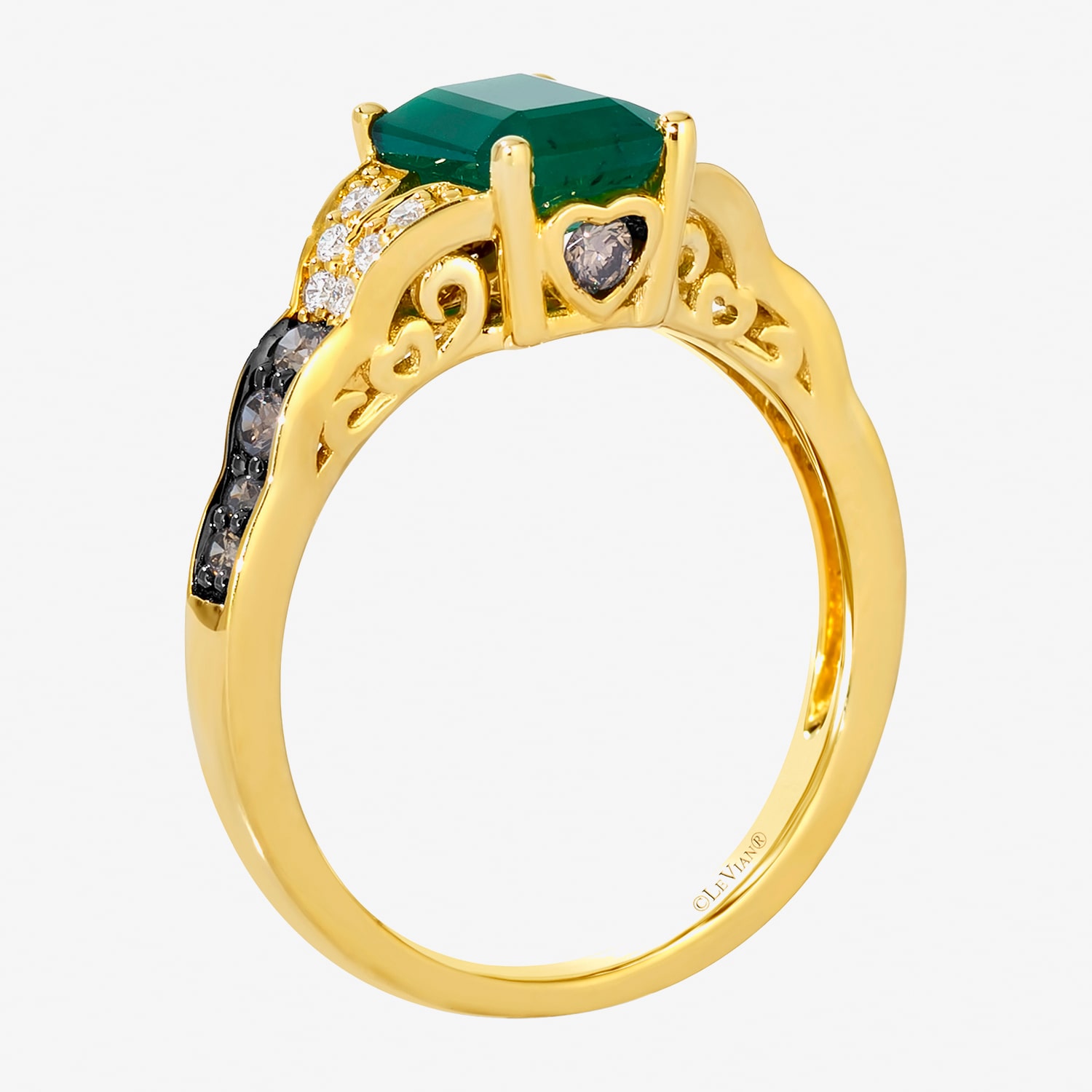 Le Vian Grand Sample Sale Le Vian Grand Sample Sale Limited Quantities! Womens 1 1/8 CT. T.W. Genuine Green Emerald 14K Gold Side Stone Cocktail Ring