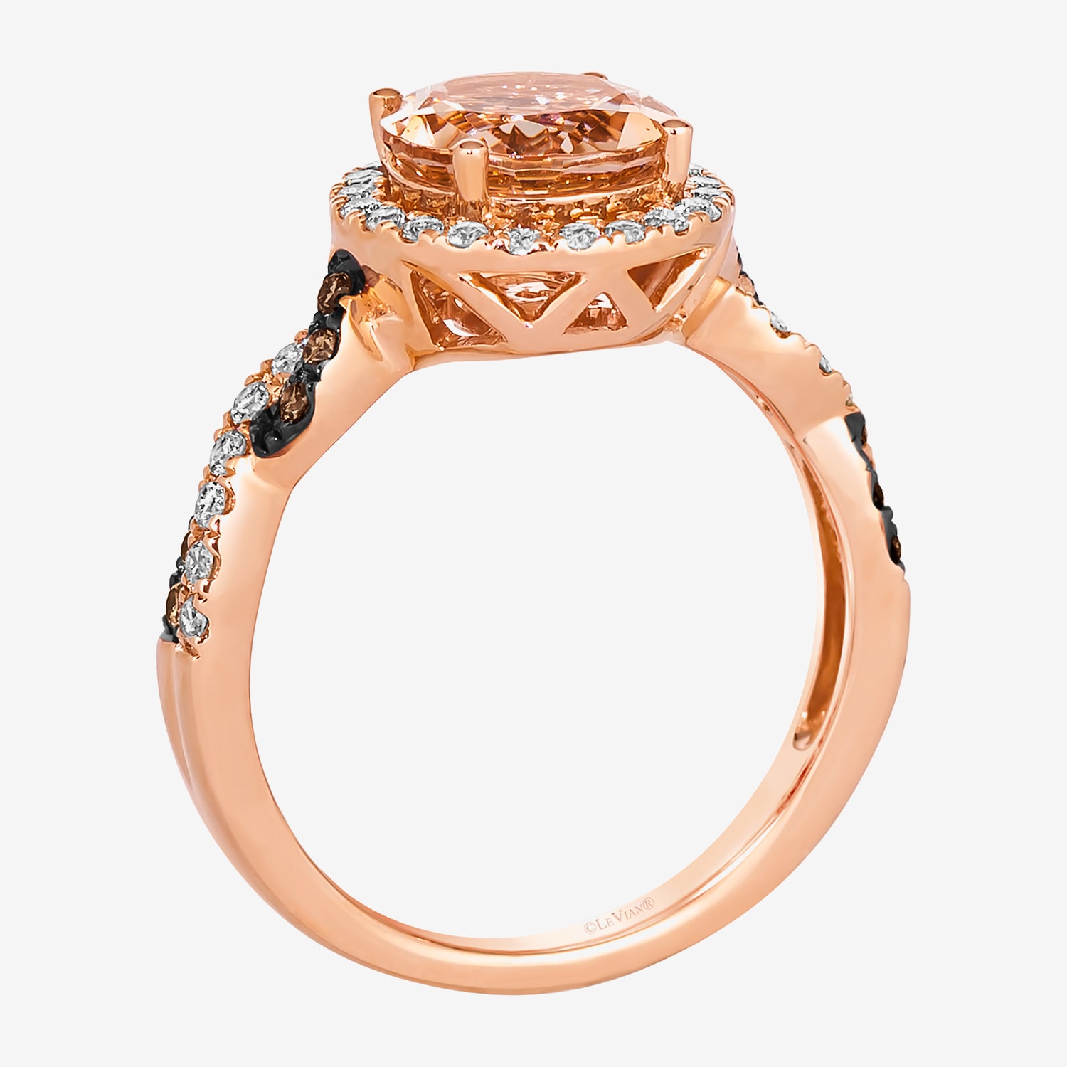 Le Vian Grand Sample Sale Le Vian Grand Sample Sale Limited Quantities! Womens 3/8 CT. T.W. Genuine Pink Morganite 14K Gold Round Halo Side Stone Cocktail Ring