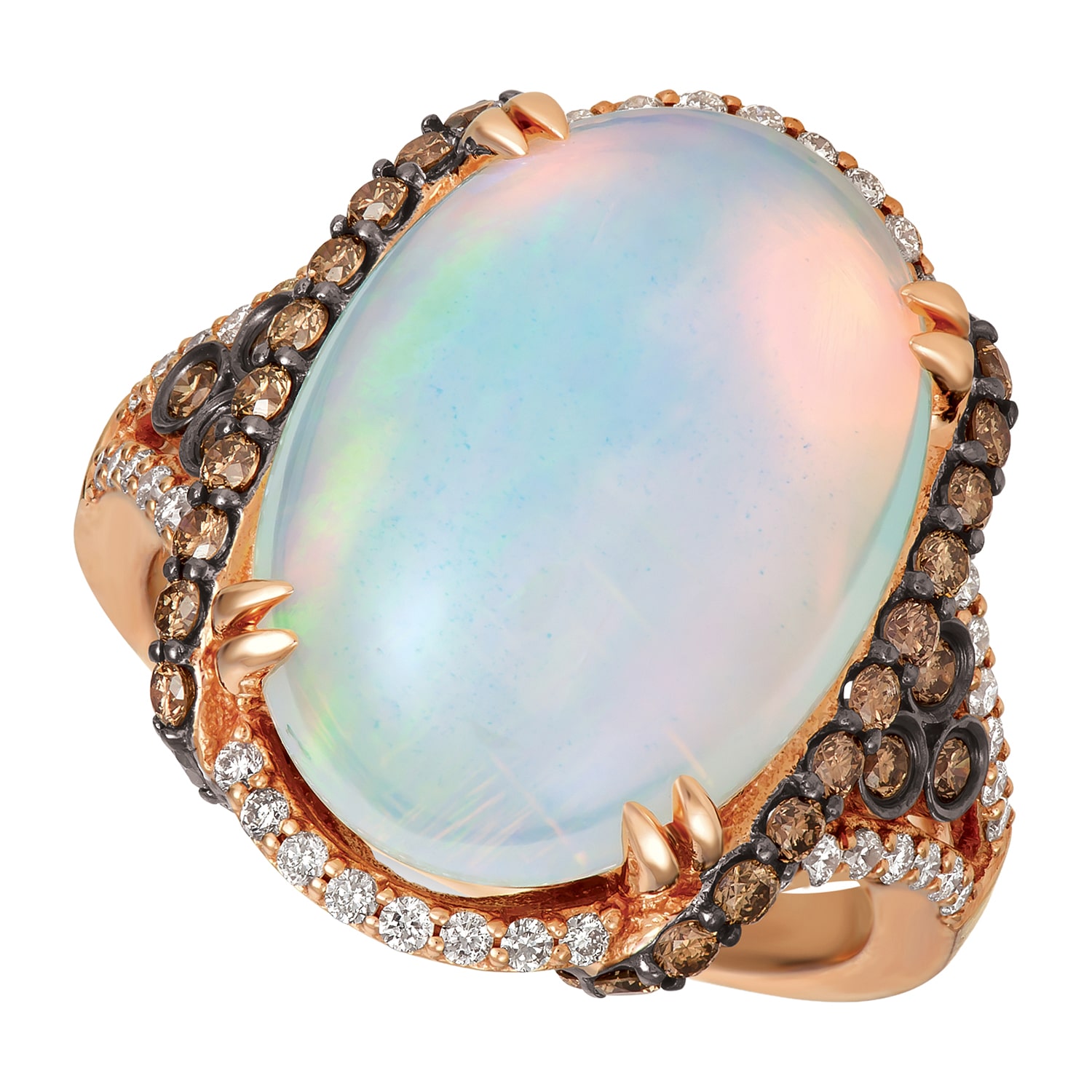Le Vian Grand Sample Sale Le Vian Grand Sample Sale Limited Quantities! Womens 3/4 CT. T.W. Genuine White Opal 14K Gold Oval Halo Side Stone Cocktail Ring