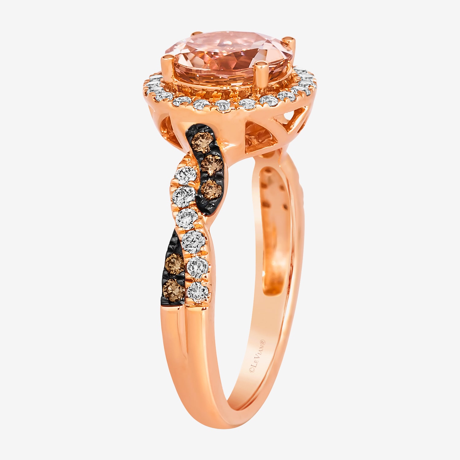 Le Vian Grand Sample Sale Le Vian Grand Sample Sale Limited Quantities! Womens 3/8 CT. T.W. Genuine Pink Morganite 14K Gold Round Halo Side Stone Cocktail Ring