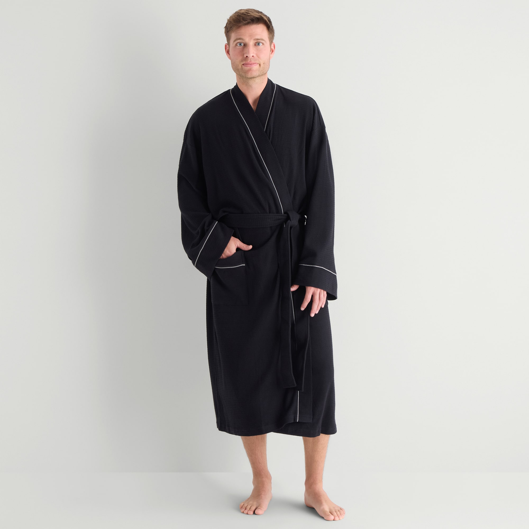 Stafford Waffle One Mens Big Long Sleeve Length Robe