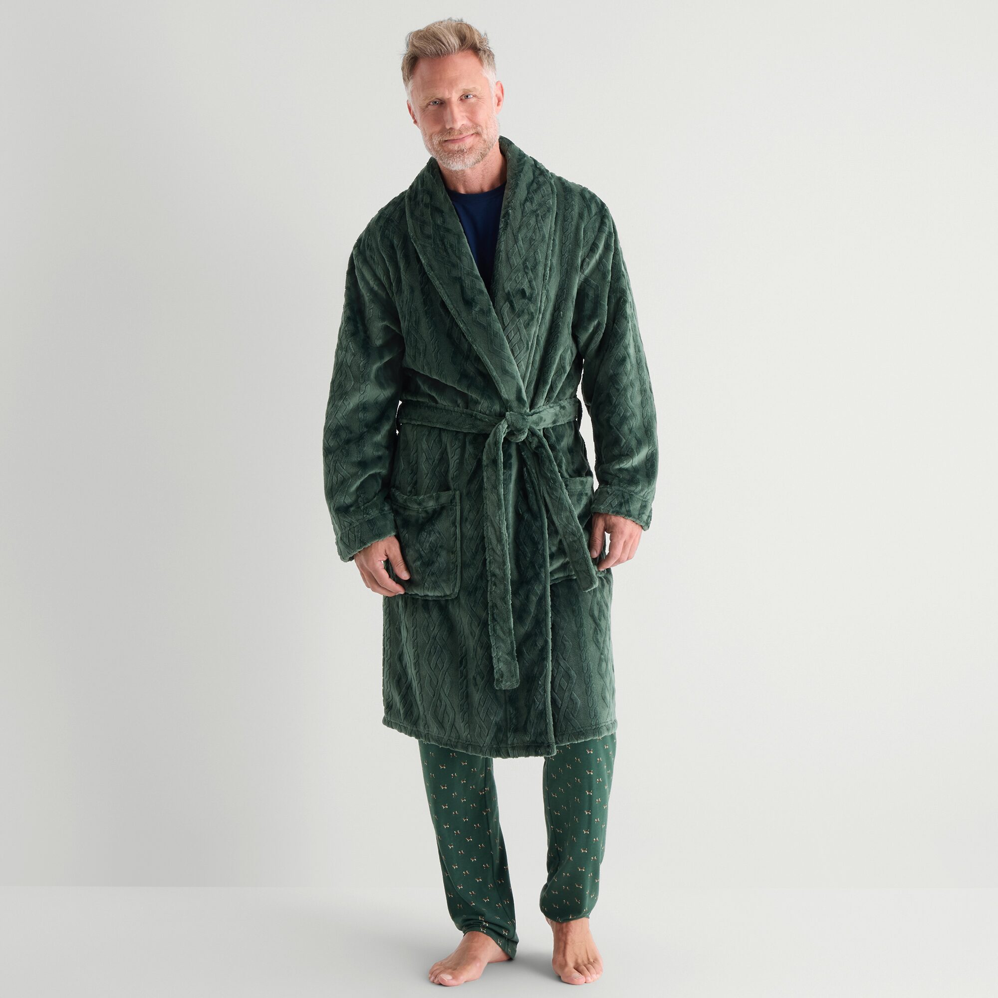 Stafford Mens Knee Length Long Sleeve Robe