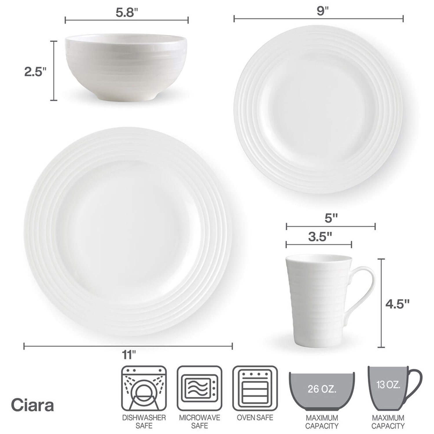 Mikasa® Ciara 16-pc. Bone China Dinnerware Set