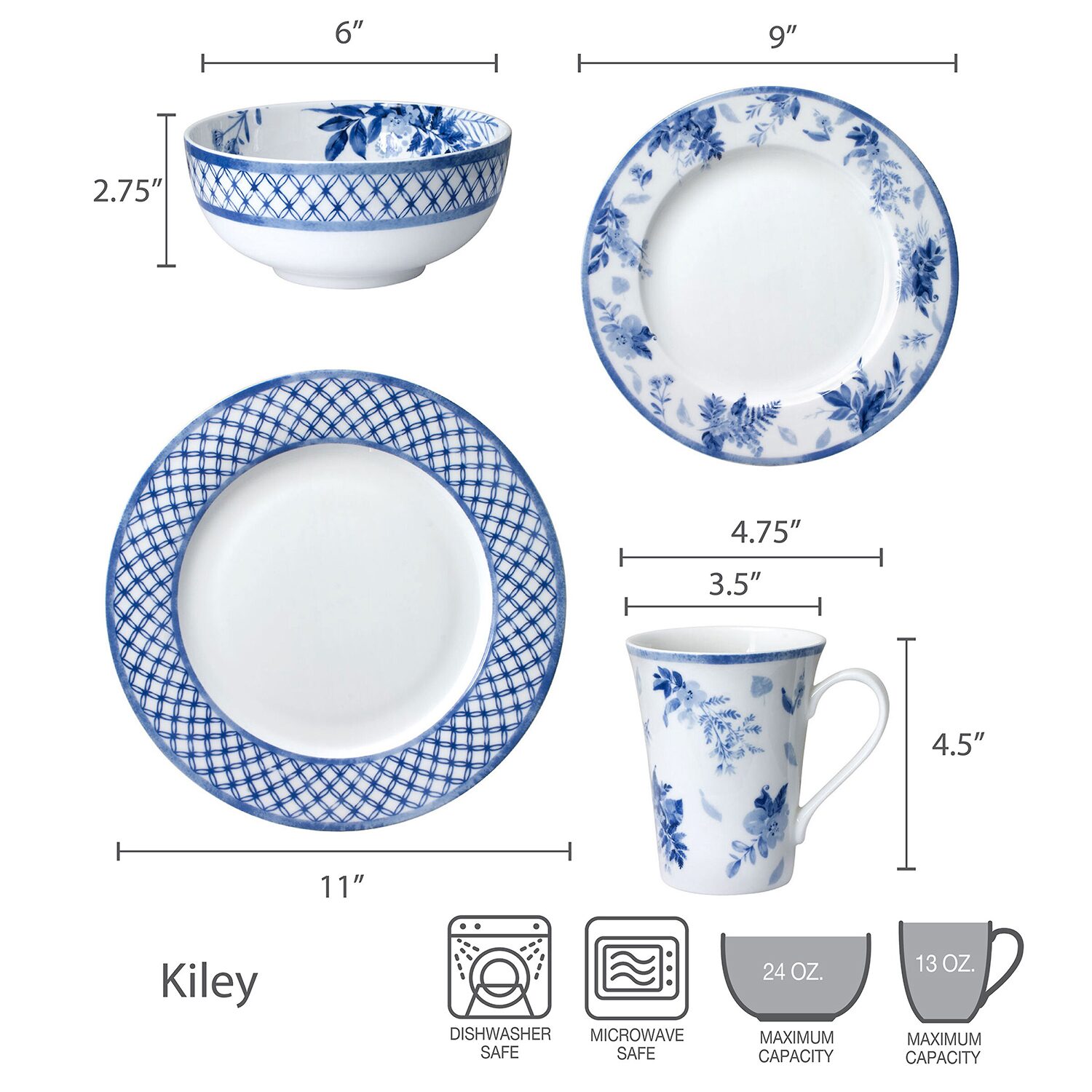Mikasa Kiley 16-pc. Bone China Dinnerware Set