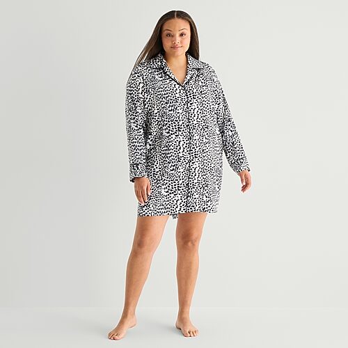 Ambrielle Womens Satin Long Sleeve Nightshirt In Black