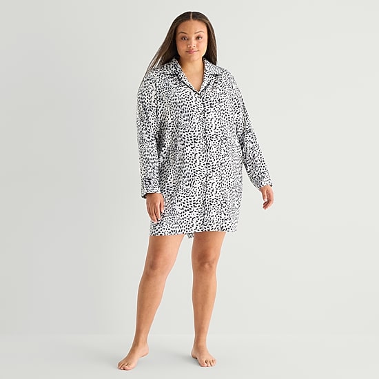 Ambrielle Womens Satin Long Sleeve Nightshirt
