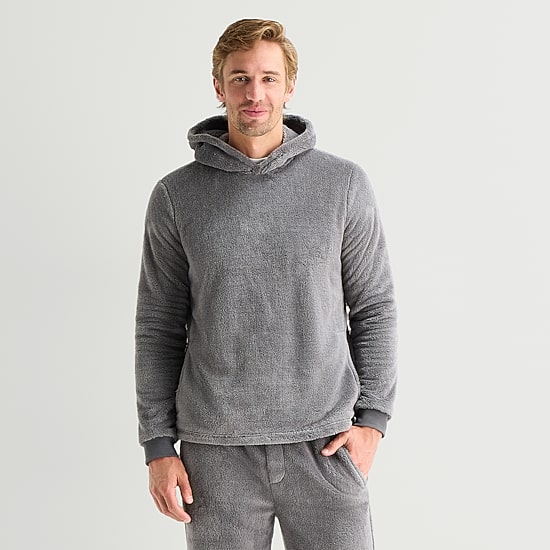 St. John's Bay Mens Hooded Long Sleeve Pajama Top