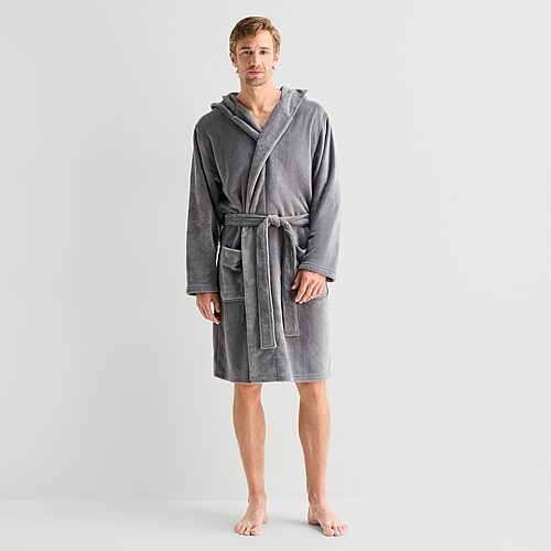 St. John's Bay Mens Long Sleeve Knee Length Robe In Gray