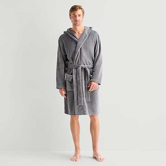 St. John's Bay Mens Knee Length Long Sleeve Robe
