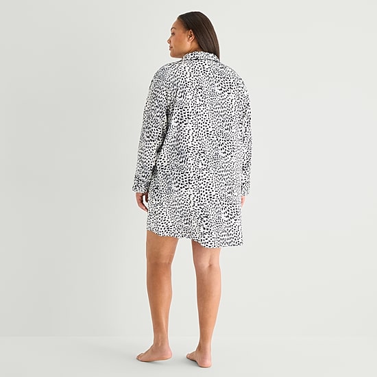 Ambrielle Womens Satin Long Sleeve Nightshirt