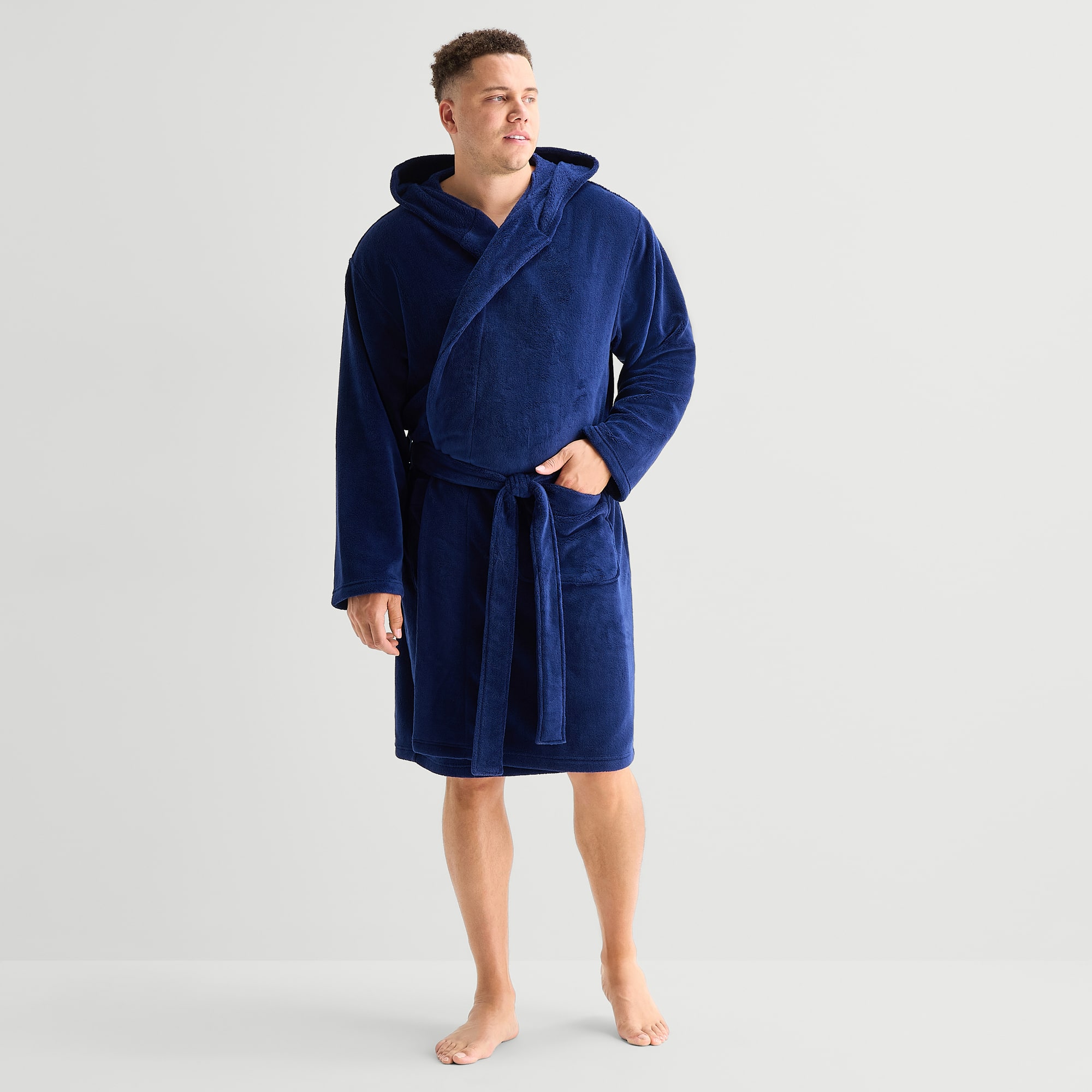 St. John's Bay Mens Knee Length Long Sleeve Robe
