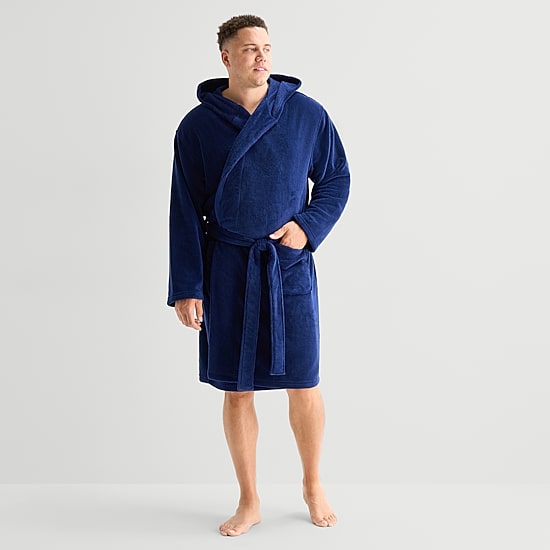 St. John's Bay Mens Knee Length Long Sleeve Robe