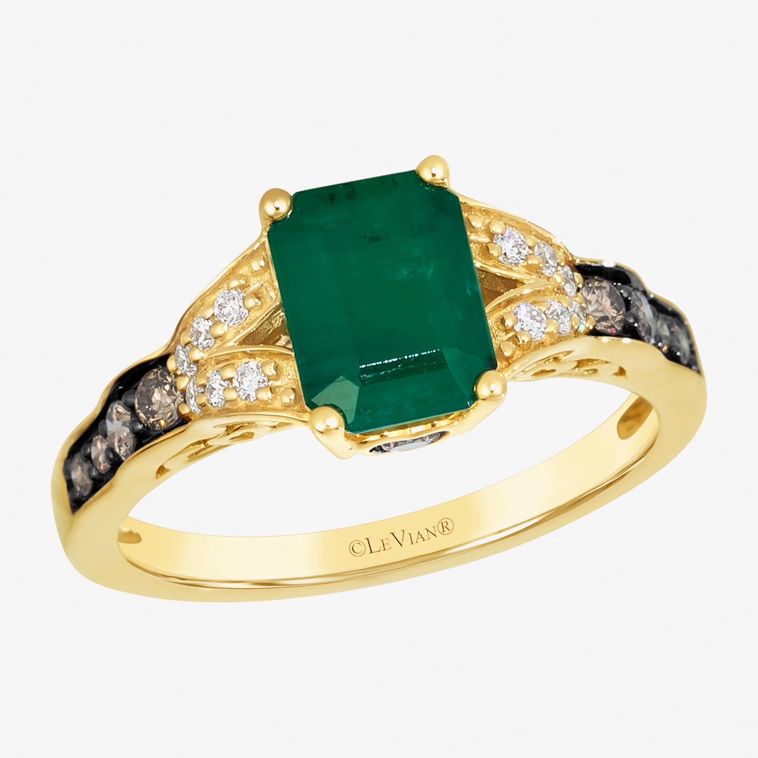 Le Vian Grand Sample Sale Le Vian Grand Sample Sale Limited Quantities! Womens 1 1/8 CT. T.W. Genuine Green Emerald 14K Gold Side Stone Cocktail Ring