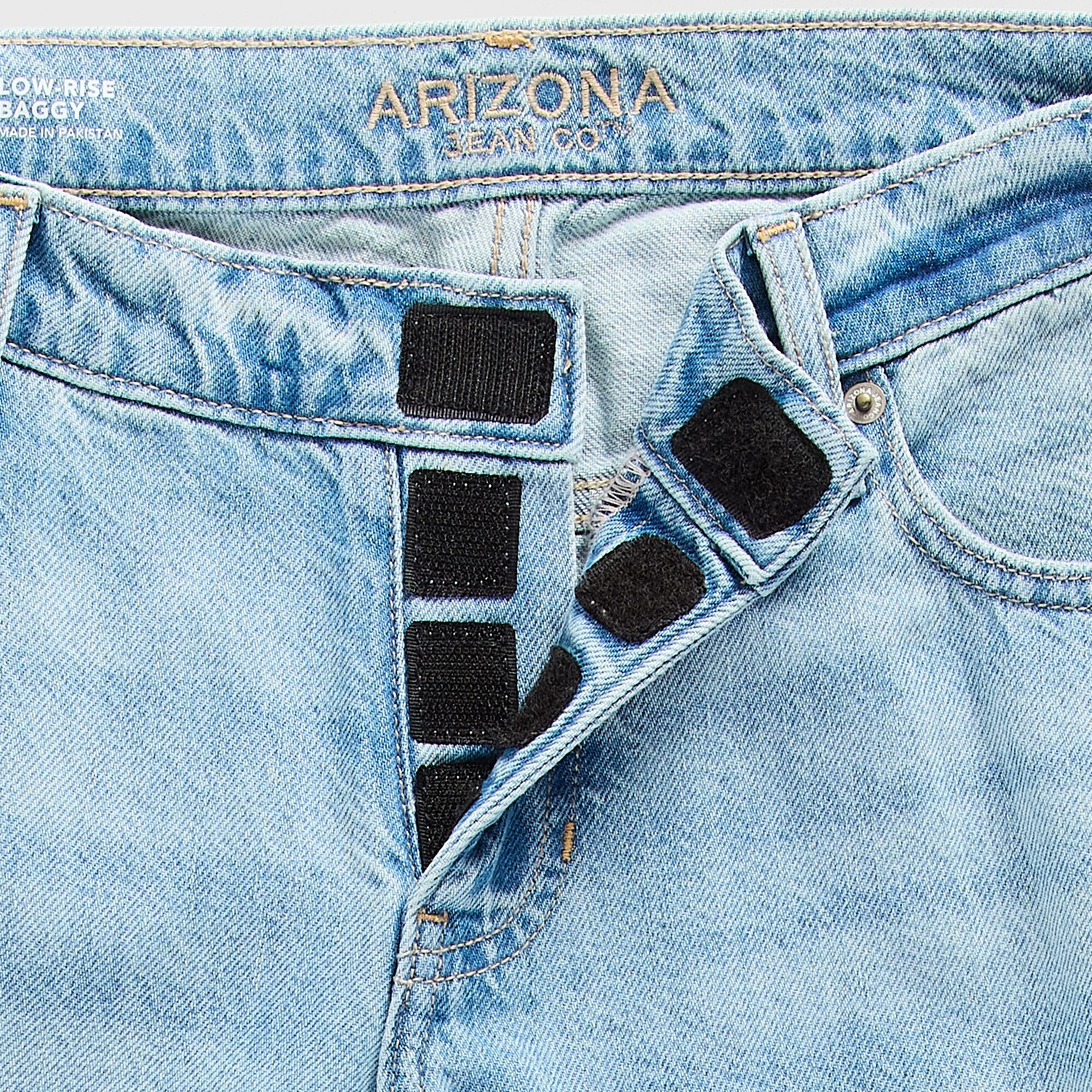 Arizona Airy Drape Womens Juniors Low Rise Adaptive Easy-on + Easy-off Baggy Fit Jean