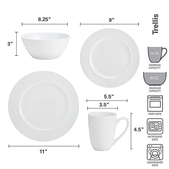 Mikasa Trellis 16-pc. Bone China Dinnerware Set