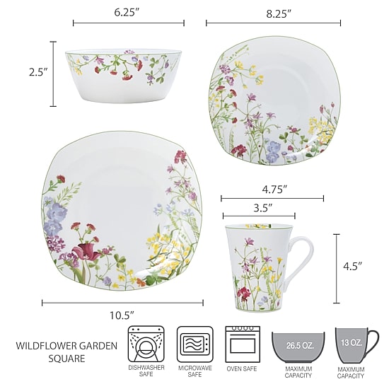 Mikasa Wild Flower 16-pc. Bone China Dinnerware Set, Color: Multi