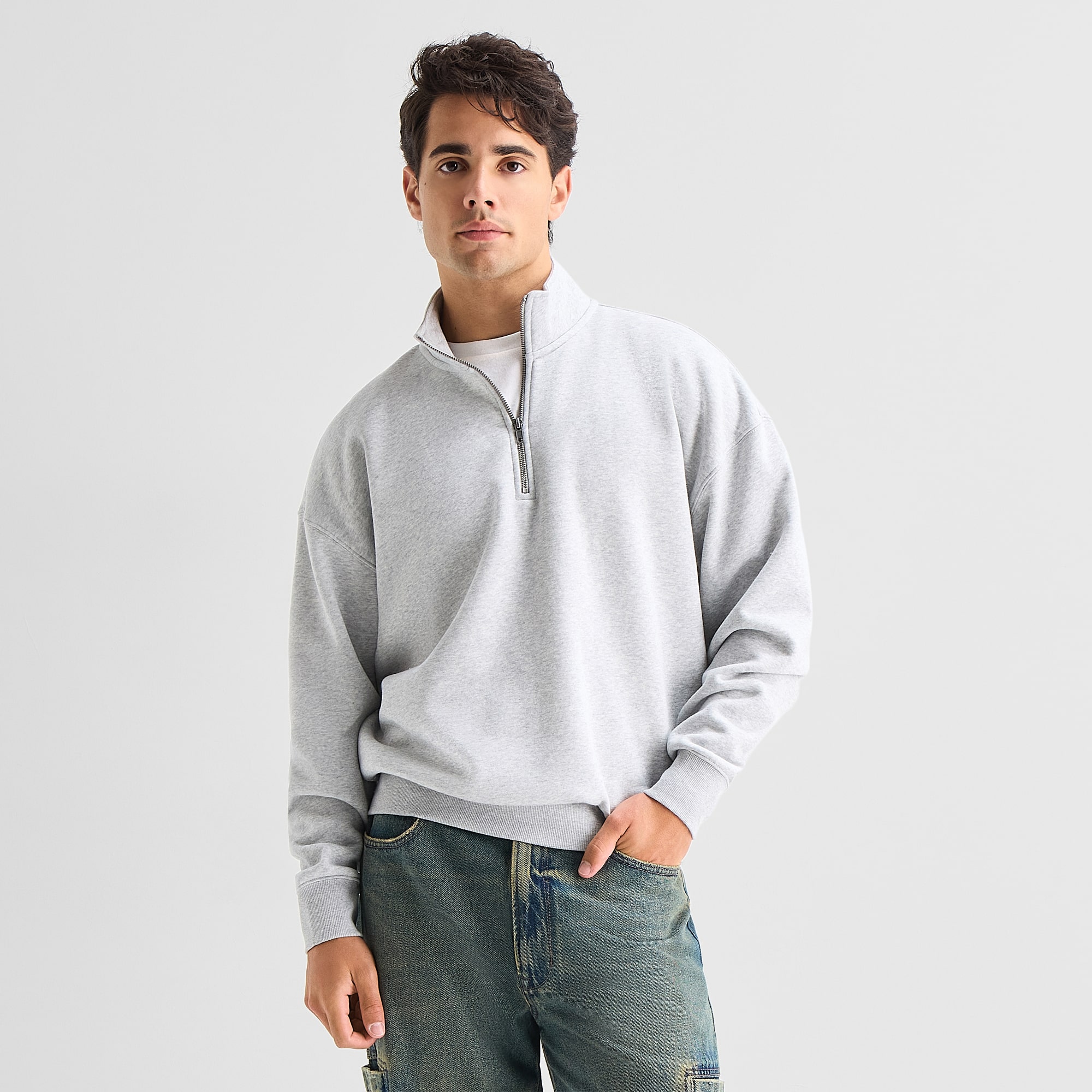 Arizona Mens Mock Neck Long Sleeve Quarter-Zip Pullover