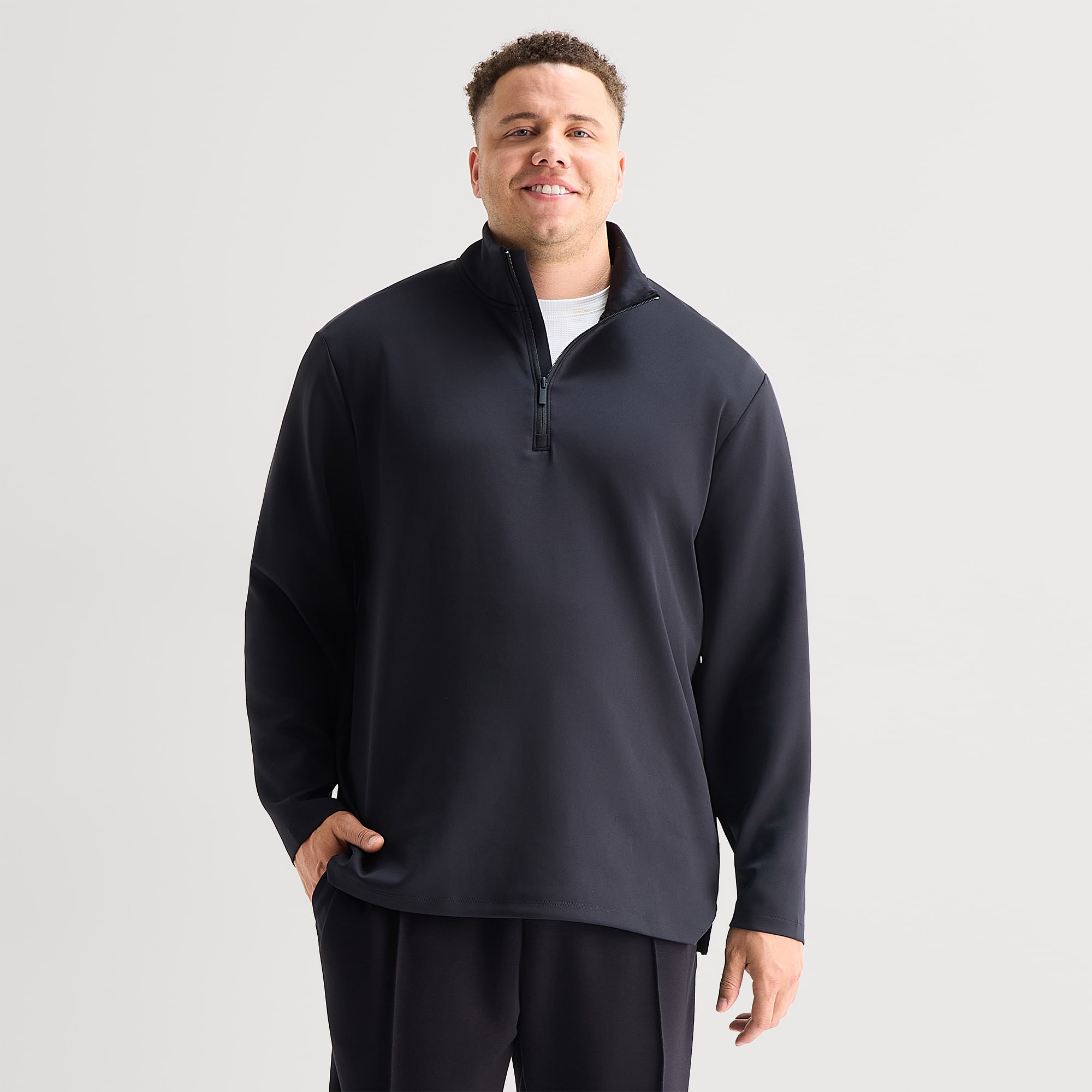 Stylus Mens Mock Neck Long Sleeve Big and Tall Quarter-Zip Pullover