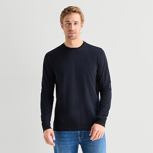 St. John's Bay Sueded Jersey Mens Crew Neck Long Sleeve T-shirt In Black