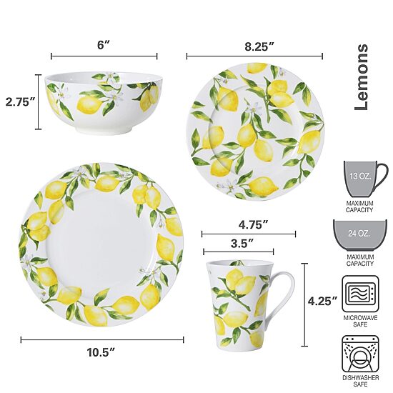 Mikasa Lemons 16-pc. Bone China Dinnerware Set
