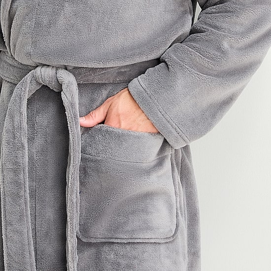 St. John's Bay Mens Knee Length Long Sleeve Robe