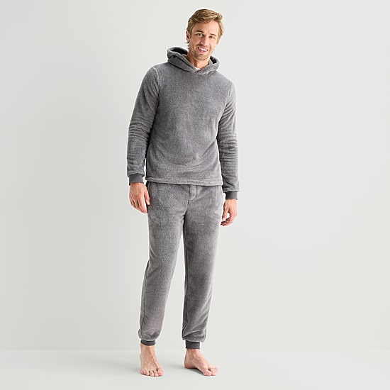St. John's Bay Mens Hooded Long Sleeve Pajama Top