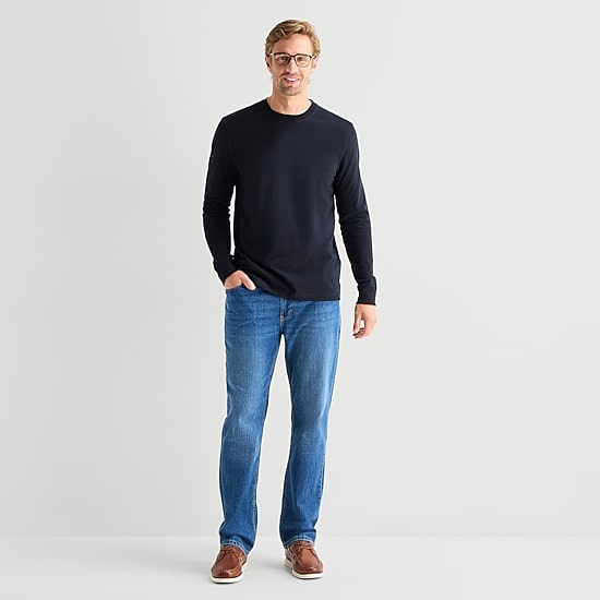 St. John's Bay Sueded Jersey Mens Crew Neck Long Sleeve T-Shirt