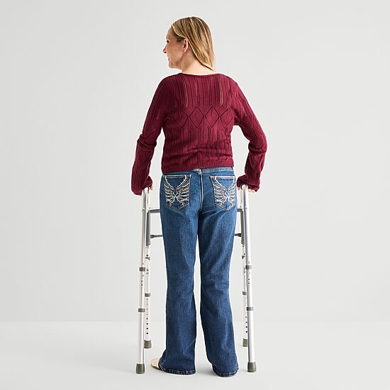 Arizona Womens Juniors Low Rise Adaptive Easy-on + Easy-off Bootcut Jean